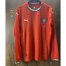 2025 Portugal Home Red Fans Long Sleeve Soccer jersey