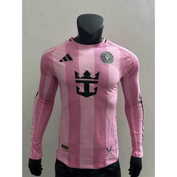 [PLAYER] 2025/26 Inter Miami Home Pink Player Long Sleeve Soccer jersey