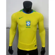 [PLAYER] 2025 Brazil Home Yellow Player Long Sleeve Soccer jersey