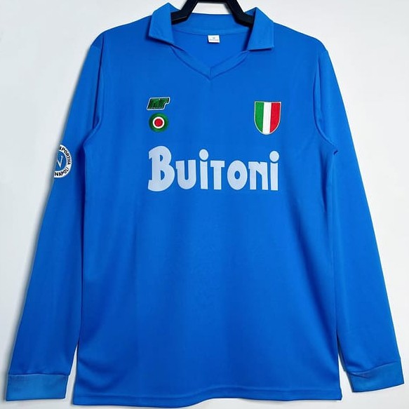 1987/88 Napoli Home Blue Retro Long Sleeve Soccer jersey