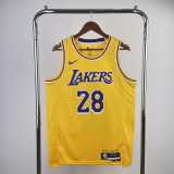 2023 LAKERS HACHIMURA #28 Yellow NBA Jerseys