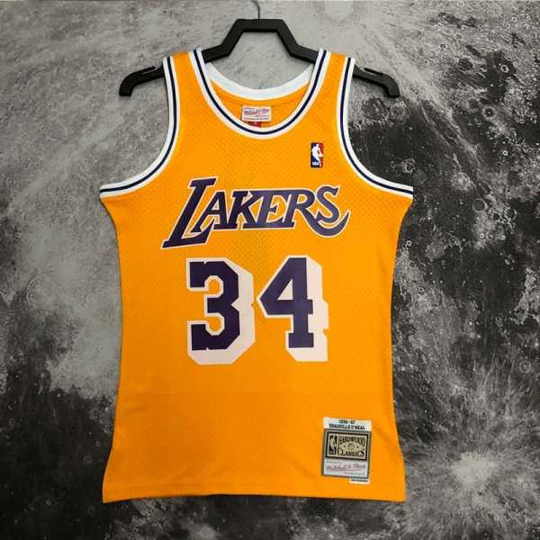 97 98 LAKERS ONEAL #34 Yellow NBA Jerseys AAA42101