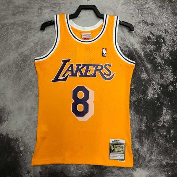 97 98 LAKERS BRYANT #8 Yellow NBA Jerseys AAA42102