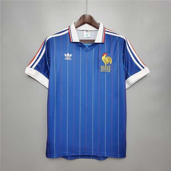 1982 France Home Retro Men Soccer jersey AAA36123