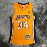 00 01 LAKERS ONEAL #34 Yellow NBA Jerseys AAA42098