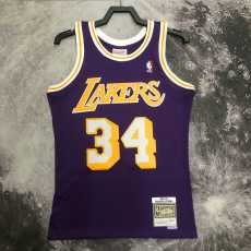 96 97 LAKERS ONEAL #34 Purple NBA Jerseys AAA42112