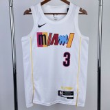 2023 HEAT WADE #3 White NBA Jerseys
