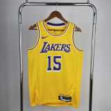 2023 LAKERS REAVES #15 Yellow NBA Jerseys
