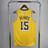 2023 LAKERS REAVES #15 Yellow NBA Jerseys