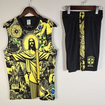 2025 Brazil Yellow Training Shorts Suit