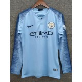 2018/19 Man City Home Retro Long Sleeve Soccer jersey