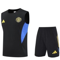 2025/26 Man Utd Black Tank top Training Shorts Suit