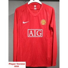 [PLAYER] 2007/08 Man Utd Home Red Retro Player Long Sleeve Soccer jersey