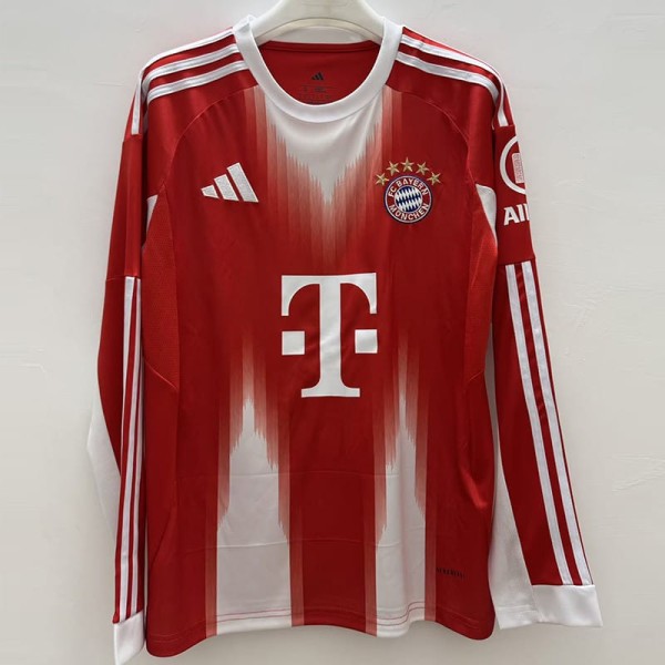 2025/26 Bayern Home Red Fans Long Sleeve Soccer jersey