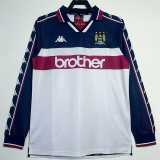 1997/98 Man City Away White Retro Long Sleeve Soccer jersey