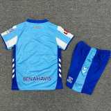 2025/26 Malaga CF Home Blue Fans Kids Soccer jersey