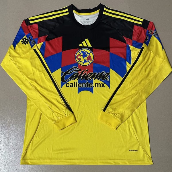 2025/26 Club America Home Yellow Fans Long Sleeve Soccer jersey