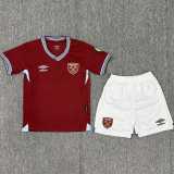 2025/26 West Ham Home Crimson Fans Kids Soccer jersey