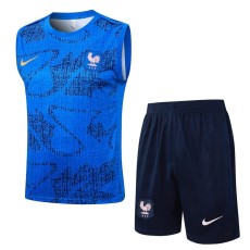 2025 France Blue Training Shorts Suit