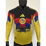 [PLAYER] 2025/26 Club America Home Yellow Player Long Sleeve Soccer jersey