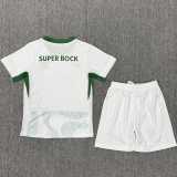 2025/26 Sporting Lisbon Away White Fans Kids Soccer jersey