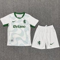 2025/26 Sporting Lisbon Away White Fans Kids Soccer jersey