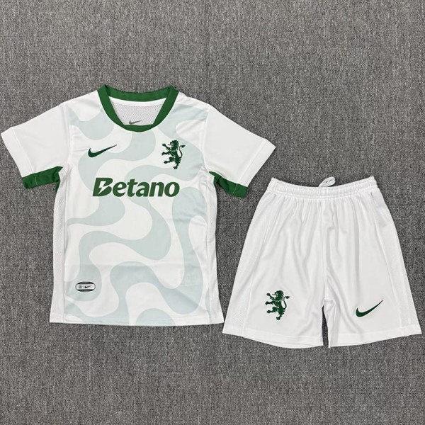 2025/26 Sporting Lisbon Away White Fans Kids Soccer jersey