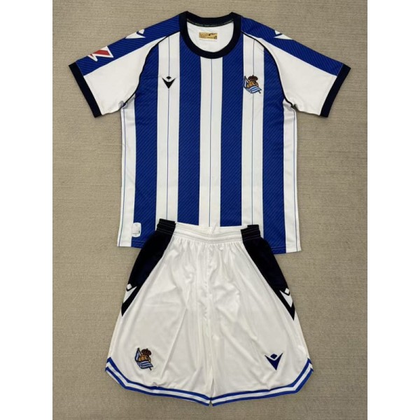 2025/26 Real Sociedad Home Blue Fans Kids Soccer jersey