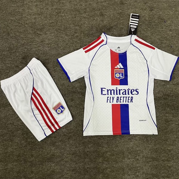 2025/26 Lyon Home White Fans Kids Soccer jersey