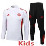 2025/26 Bayern White Kids Half Pull Tracksuit