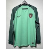 2016 Portugal Away Green Retro Long Sleeve Soccer jersey