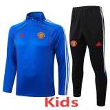 2025/26 Man Utd Fancy blue Kids Half Pull Tracksuit