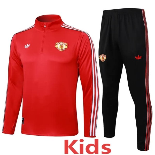 2025/26 Man Utd Red Kids Half Pull Tracksuit