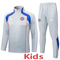 2025/26 Bayern Light gray Kids Half Pull Tracksuit