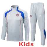 2025/26 Bayern Light gray Kids Half Pull Tracksuit