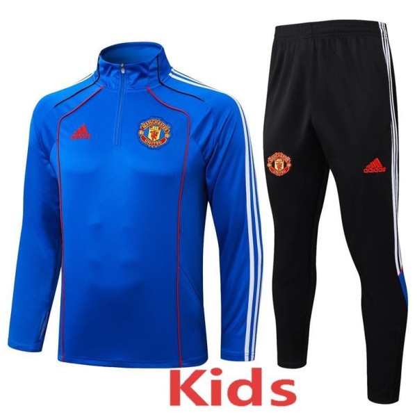 2025/26 Man Utd Fancy blue Kids Half Pull Tracksuit