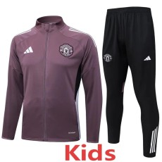 2025/26 Man Utd Grey purple Kids Tracksuit