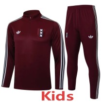 2025/26 Ajax Jujube red Kids Half Pull Tracksuit