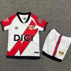 2025/26 Rayo Vallecano Home White Fans Kids Soccer jersey