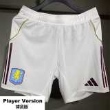 [PLAYER] 2025/26 Aston Villa Home White Player Soccer Shorts