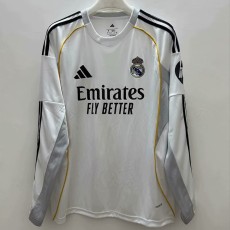 2025/26 R MAD Home White Fans Long Sleeve Soccer jersey