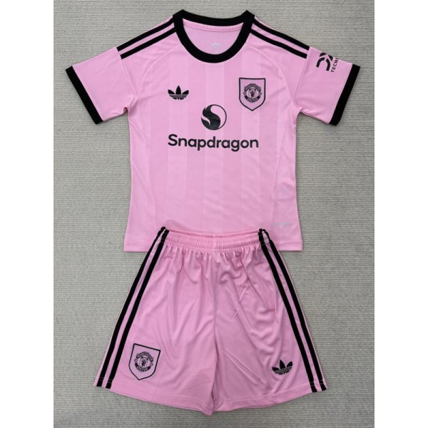 2025/26 Man Utd GKP Pink Fans Kids Soccer jersey