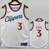2024/25 CLIPPERS PAUL #3 White NBA Jerseys