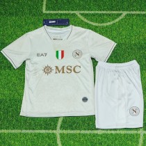2025/26 Napoli Away White Fans Kids Soccer jersey