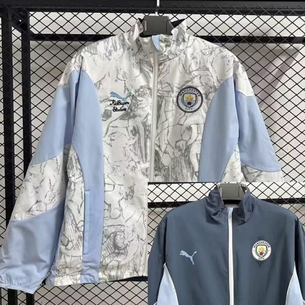 2025/26 Man City White & Blue Double Sided Windbreaker