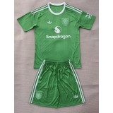 2025/26 Man Utd GKG Green Fans Kids Soccer jersey