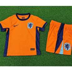 [PLAYER] 2024 Netherlands Home Orange Player Kids Soccer jersey