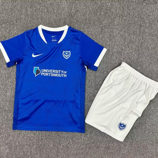 2025/26 Portsmouth Home Blue Fans Kids Soccer jersey