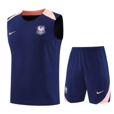 2025 France Dark Blue Training Shorts Suit