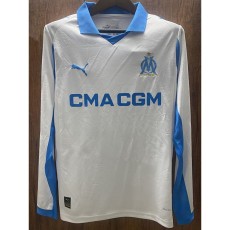 2025/26 Marseille Home White Fans Long Sleeve Soccer jersey
